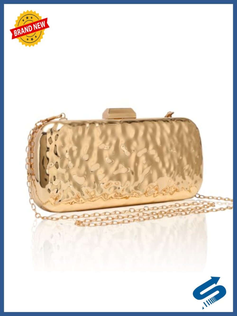 Metal Evening Clutch with Chain Small Party Prom Purse